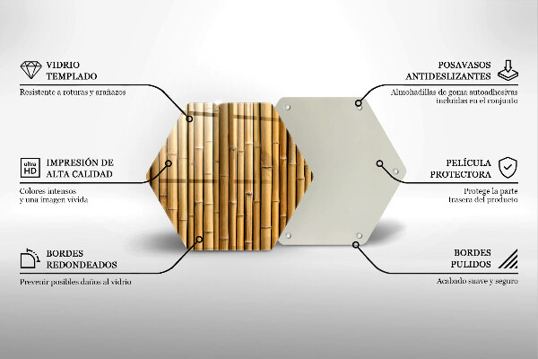 Tabla de cortar de vidrio Naturaleza boho bambú