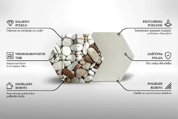 Tabla de cortar de vidrio Fondo de piedras pequeñas