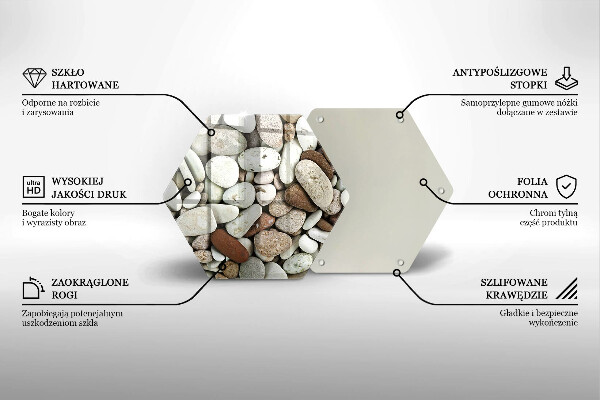 Tabla de cortar de vidrio Fondo de piedras pequeñas
