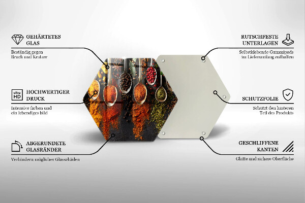 Tabla de cortar de vidrio Cucharas con especias