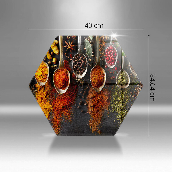 Tabla de cortar de vidrio Cucharas con especias