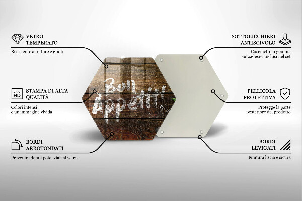 Tabla de cortar de vidrio Tableros de inscripción bon appetit