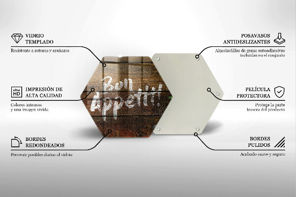 Tabla de cortar de vidrio Tableros de inscripción bon appetit