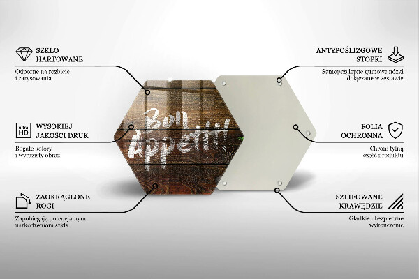 Tabla de cortar de vidrio Tableros de inscripción bon appetit