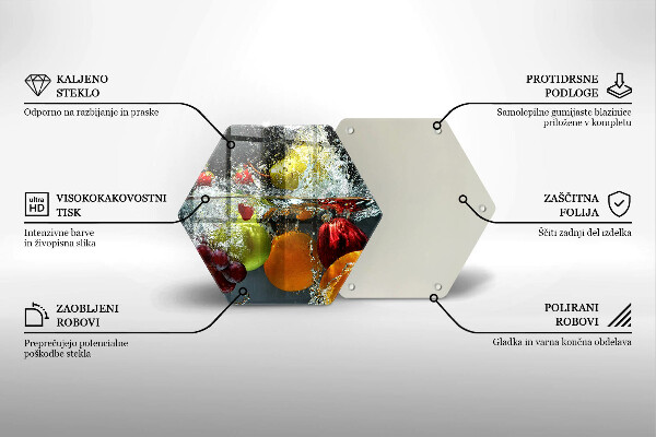 Tabla de cortar de vidrio Fruta jugosa en agua