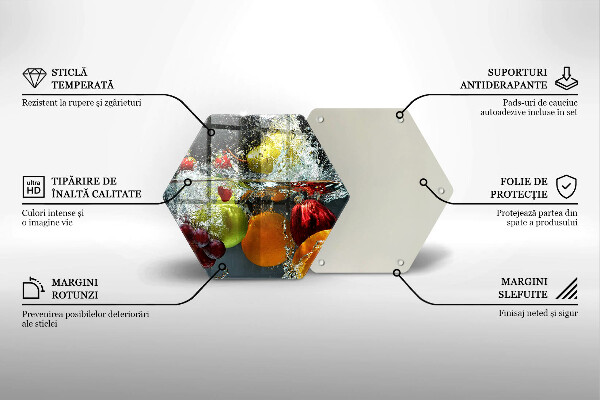 Tabla de cortar de vidrio Fruta jugosa en agua