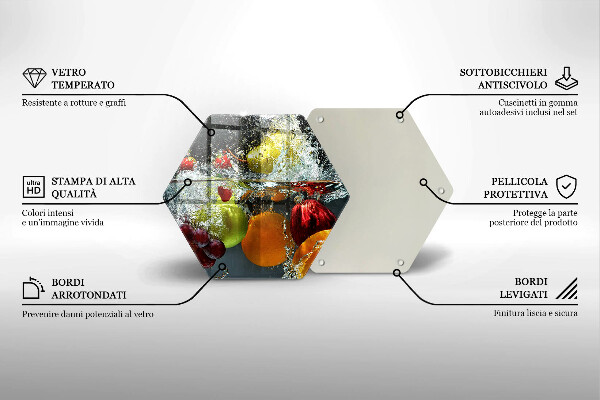 Tabla de cortar de vidrio Fruta jugosa en agua