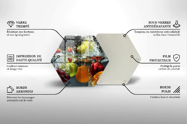 Tabla de cortar de vidrio Fruta jugosa en agua