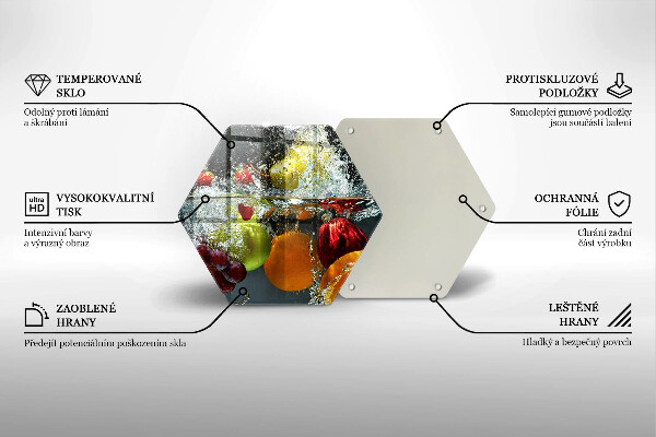 Tabla de cortar de vidrio Fruta jugosa en agua