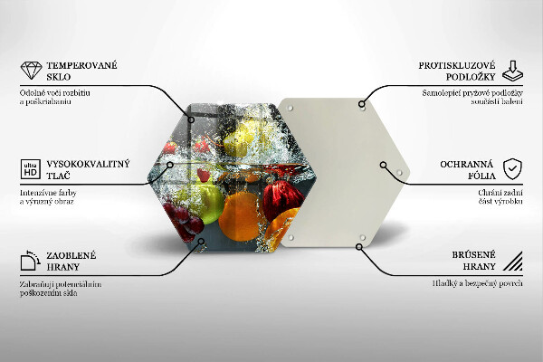 Tabla de cortar de vidrio Fruta jugosa en agua