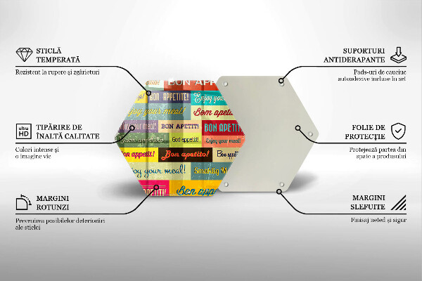 Tabla de cortar de vidrio Subtítulos buen provecho idiomas