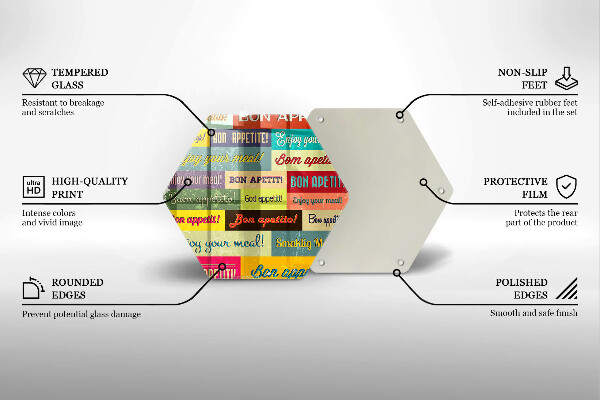 Tabla de cortar de vidrio Subtítulos buen provecho idiomas
