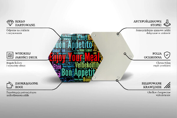 Tabla de cortar de vidrio Subtítulos buen provecho idiomas