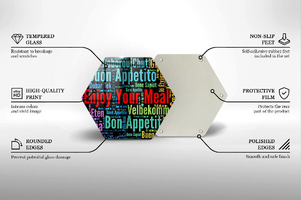 Tabla de cortar de vidrio Subtítulos buen provecho idiomas
