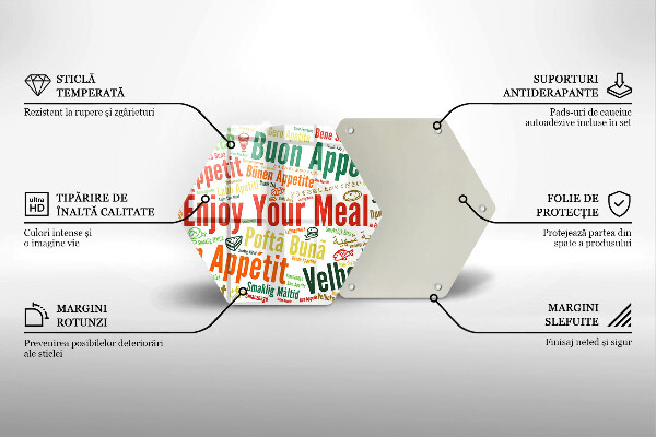 Tabla de cortar de vidrio Subtítulos buen provecho idiomas