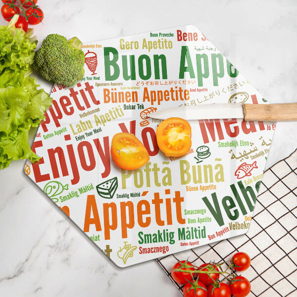 Tabla de cortar de vidrio Subtítulos buen provecho idiomas