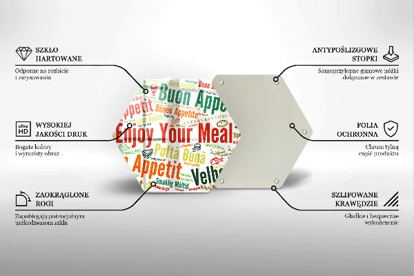 Tabla de cortar de vidrio Subtítulos buen provecho idiomas