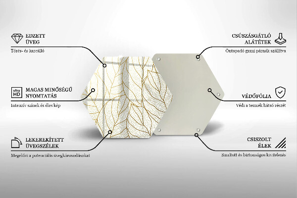 Tabla de cortar de vidrio Patrón de hojas de arte lineal