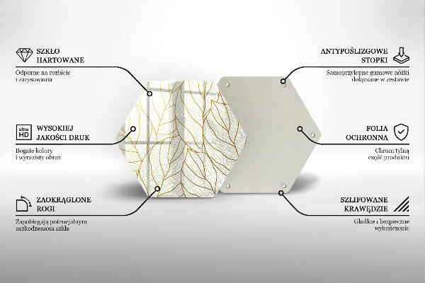 Tabla de cortar de vidrio Patrón de hojas de arte lineal