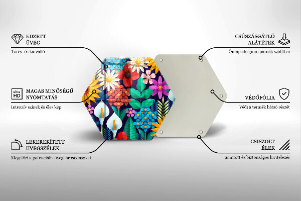 Tabla de cortar de vidrio Ilustración de prado de flores