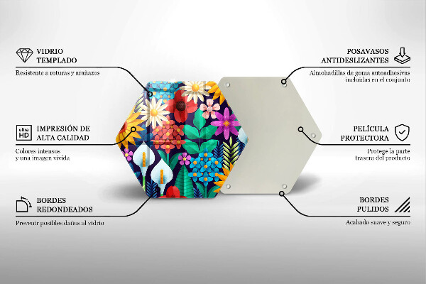 Tabla de cortar de vidrio Ilustración de prado de flores