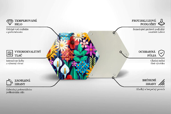 Tabla de cortar de vidrio Ilustración de prado de flores