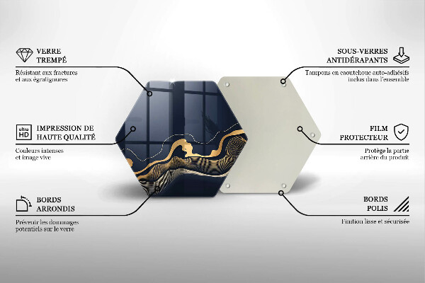 Tabla de cortar de vidrio Líneas doradas abstractas
