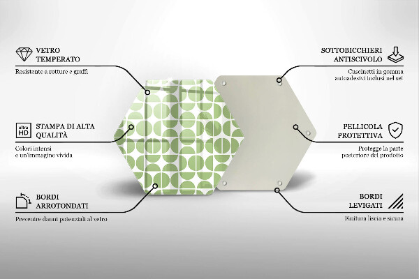 Tabla de cortar de vidrio Patrón de formas boho