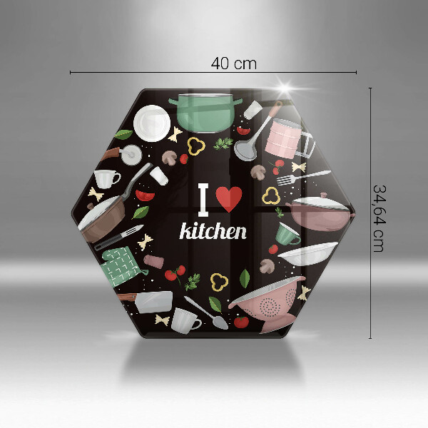 Tabla de cortar de vidrio Ilustración me encanta la cocina