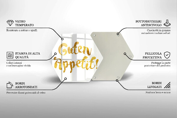 Tabla de cortar de vidrio La inscripción guten appetit!