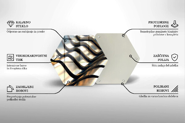 Tabla de cortar de vidrio Formas metálicas 3d