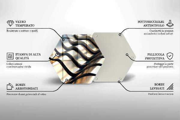 Tabla de cortar de vidrio Formas metálicas 3d