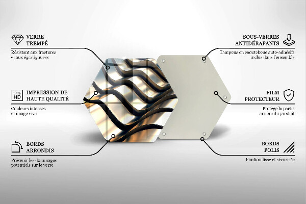 Tabla de cortar de vidrio Formas metálicas 3d