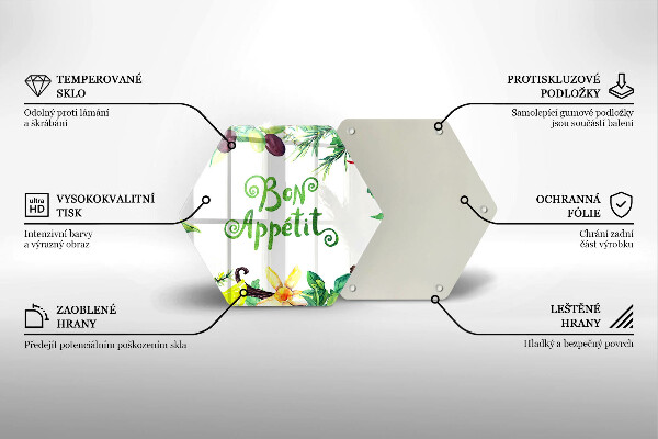 Tabla de cortar de vidrio Inscripción de bon appetit