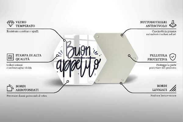Tabla de cortar de vidrio Inscripción de buen apetito