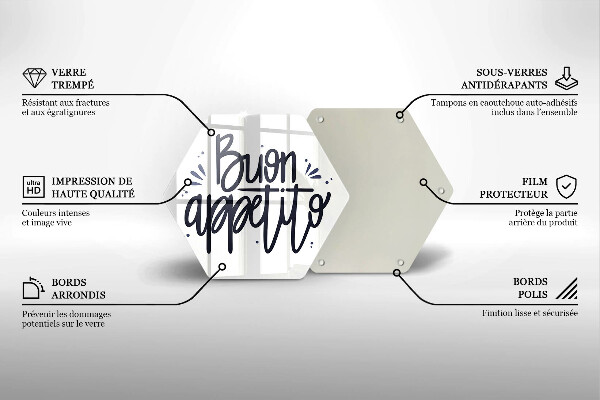 Tabla de cortar de vidrio Inscripción de buen apetito