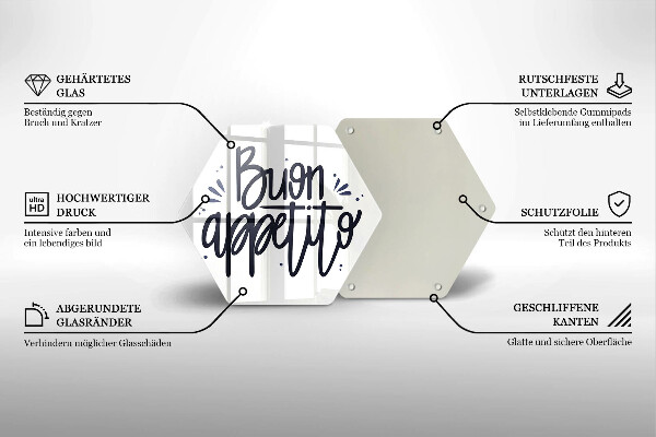 Tabla de cortar de vidrio Inscripción de buen apetito