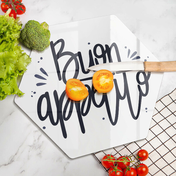 Tabla de cortar de vidrio Inscripción de buen apetito