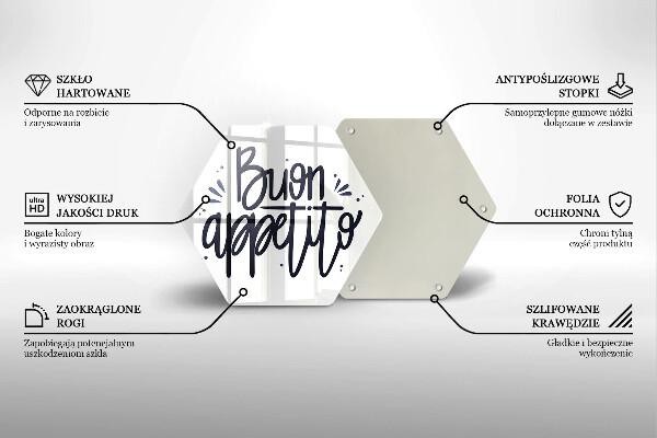 Tabla de cortar de vidrio Inscripción de buen apetito