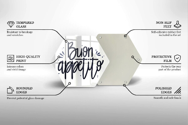 Tabla de cortar de vidrio Inscripción de buen apetito