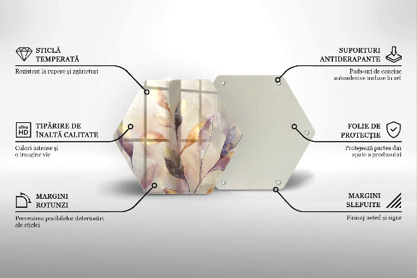 Tabla de cortar de vidrio Hojas boho pintadas