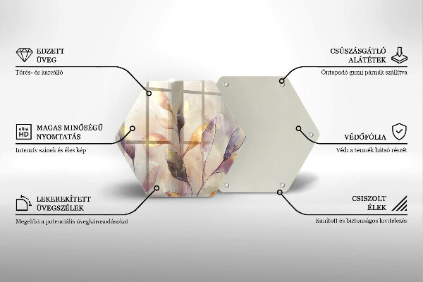 Tabla de cortar de vidrio Hojas boho pintadas