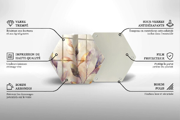 Tabla de cortar de vidrio Hojas boho pintadas