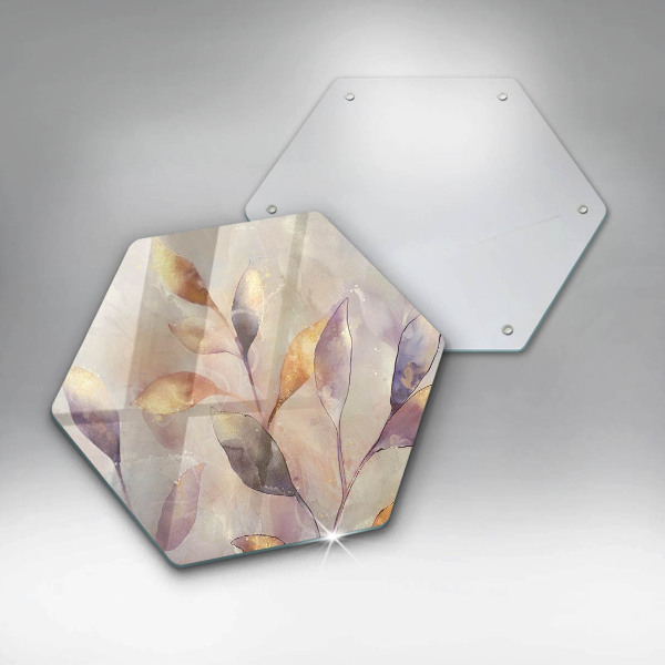 Tabla de cortar de vidrio Hojas boho pintadas