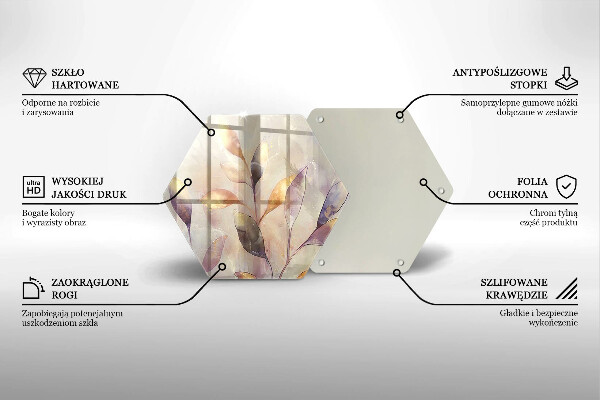 Tabla de cortar de vidrio Hojas boho pintadas