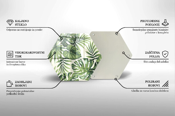 Tabla de cortar de vidrio Ilustración de hojas de monstera
