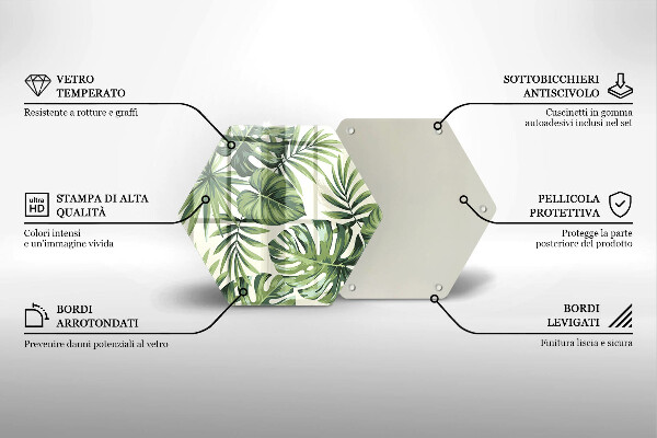 Tabla de cortar de vidrio Ilustración de hojas de monstera