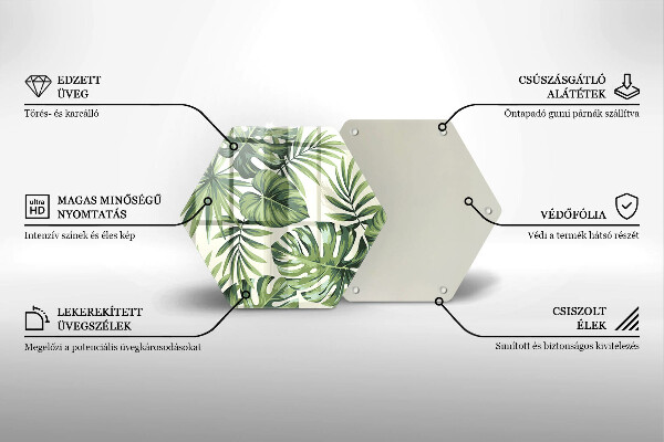 Tabla de cortar de vidrio Ilustración de hojas de monstera