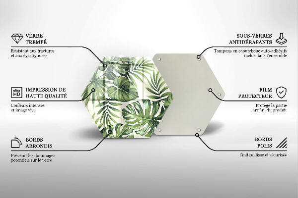 Tabla de cortar de vidrio Ilustración de hojas de monstera