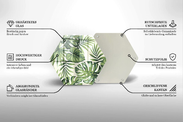 Tabla de cortar de vidrio Ilustración de hojas de monstera